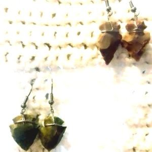 Authentic Handmade Real Stone Arrowhead Earrings